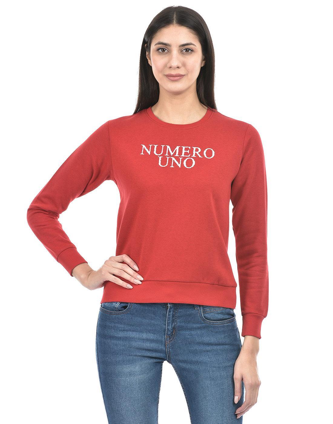 Numero Uno Women Typography Red Sweat Shirt